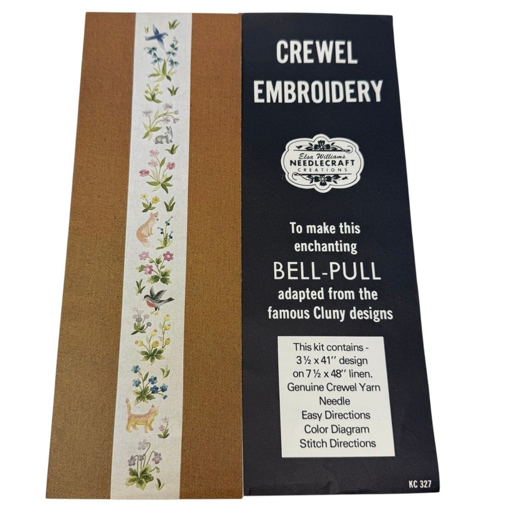 Elsa Williams Crewel Embroidery Kit Cluny Bellpull KC 327 Linen Floral Animal